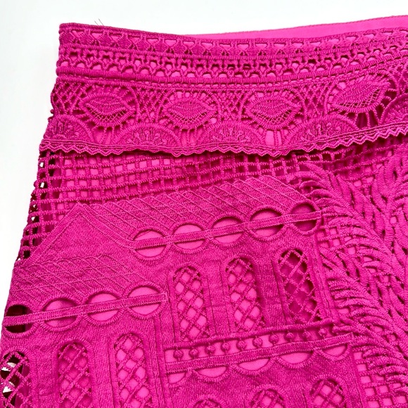 Farm Rio Morada Boa Guipire Lace Pink Mini Skirt Size XL - Picture 6 of 17